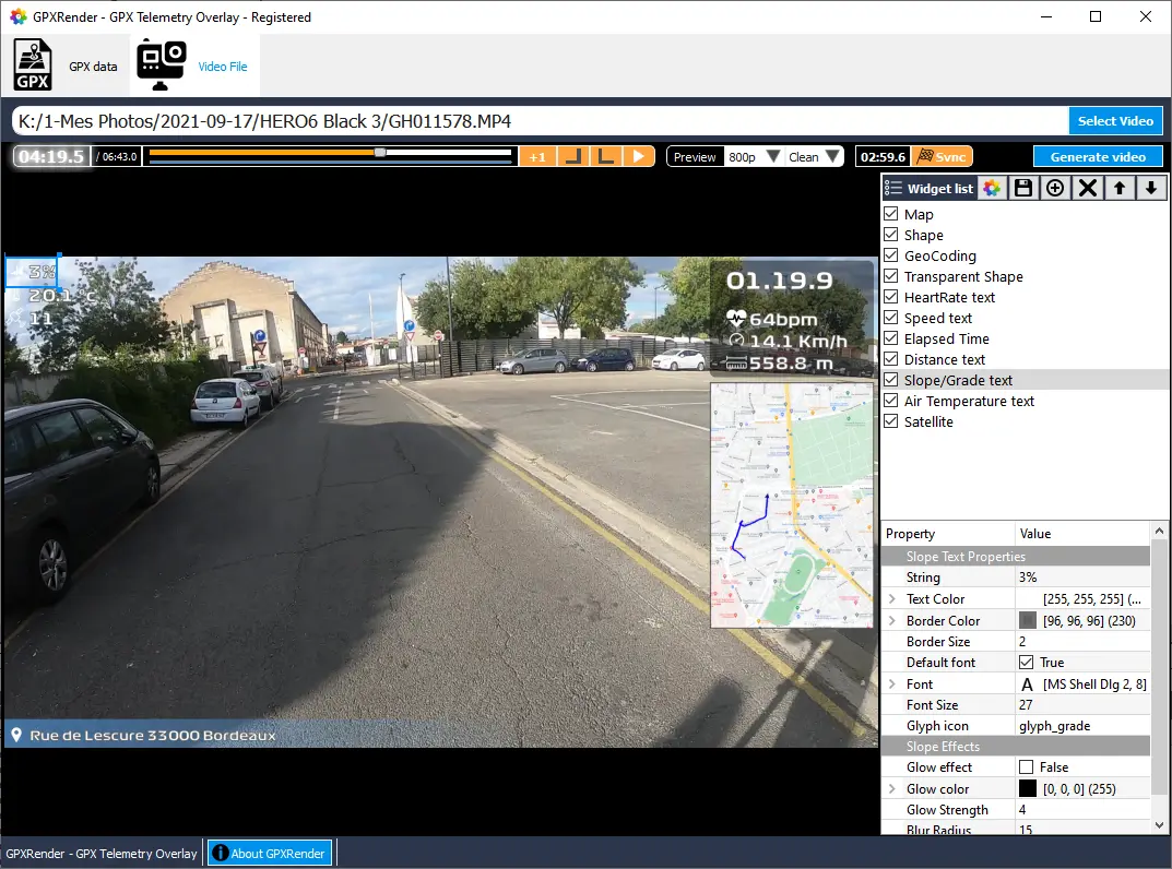 GPXRender Telemetry video overlay. Create Dashboard